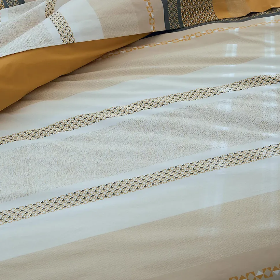 Parure de couette en percale de coton au style ethnique chic (240x220 cm - Jaune)