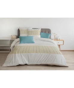 Parure de couette HOME LINGE PASSION Nat - 3 Pcs - 260 x 240 - 100% Coton 57 Fils - Miel