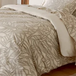 Parure de couette imprimée graphique (140x200 cm - Beige)