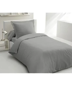 PARURE DE COUETTE LOVELY HOME - 140x200 cm - 100% COTON - GRIS CLAIR