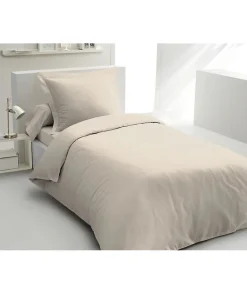 PARURE DE COUETTE LOVELY HOME - 140x200 cm - 100% COTON - BEIGE CREME