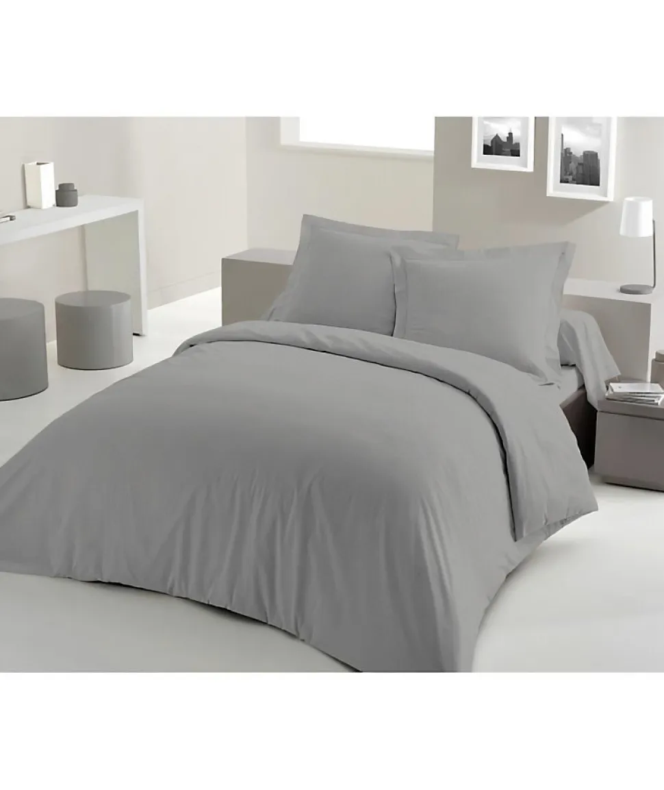 PARURE DE COUETTE LOVELY HOME - 240x260 cm - 100% COTON - GRIS CLAIR