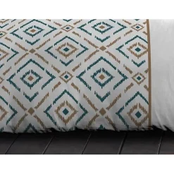 Parure de couette Microfibre ETHNO 220x240cm et 2 taies d'oreillers 63x63cm Bleu Canard