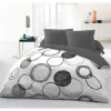 Parure de couette microfibre Audace - 1 housse de couette 220 x 240 cm + 2 taies d'oreiller 63 x 63 cm - Gris clair