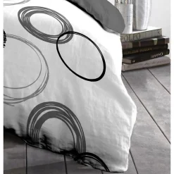 Parure de couette microfibre Audace - 1 housse de couette 220 x 240 cm + 2 taies d'oreiller 63 x 63 cm - Gris clair