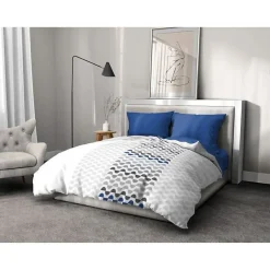 Parure de couette microfibre AMBROISIE - 1 housse de couette 220 x 240 cm + 2 taies d'oreiller 63 x 63 cm - Bleu