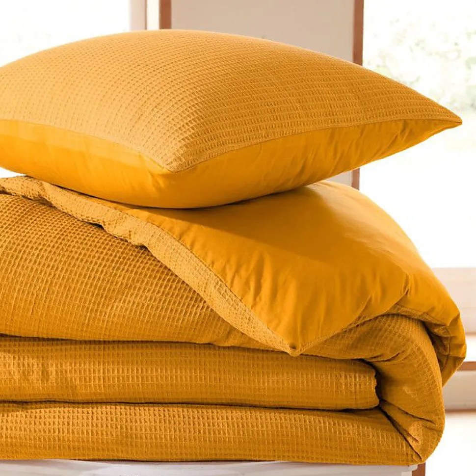 Parure de couette "Nid d'abeille" 260 x 240 pour lit 2 Places "King Size" 160 à 180 cm - Nid d'abeille Curry