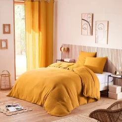 Parure de couette "Noah" Gaze de Coton 260 x 240 pour lit 2 Places "King Size" 160 à 180 cm - Noah Curry