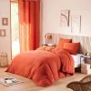 Parure de couette "Noah" Gaze de Coton 260 x 240 pour lit 2 Places "King Size" 160 à 180 cm - Noah Terracotta