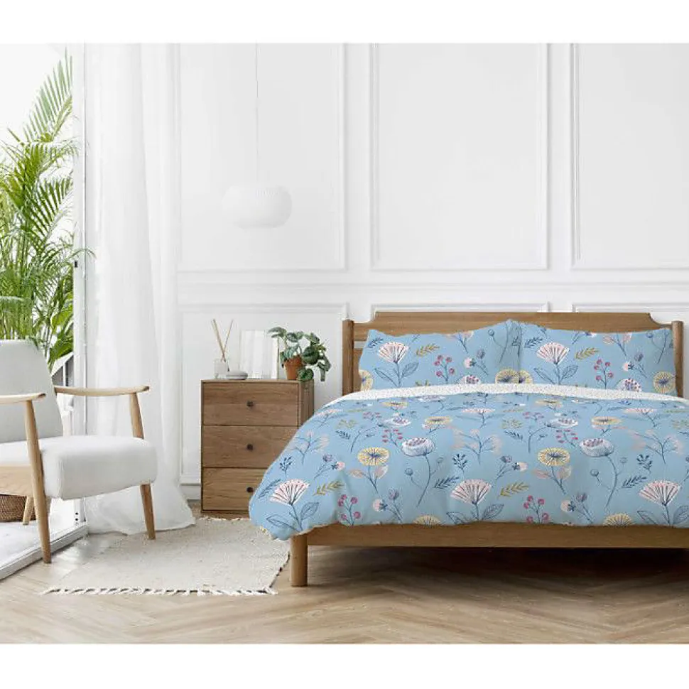 Parure de couette "Olia" toutes dimensions 100% Coton / 57 Fils/cm² - Olia Bleu - Parure de couette 260 x 240 cm + 2 Taies d'oreil
