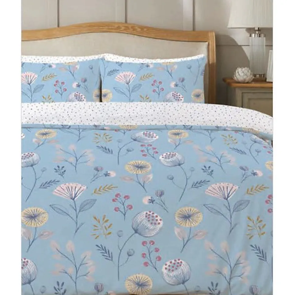 Parure de couette "Olia" toutes dimensions 100% Coton / 57 Fils/cm² - Olia Bleu - Parure de couette 260 x 240 cm + 2 Taies d'oreil