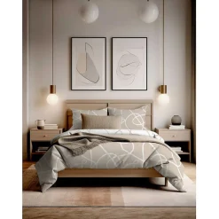 Parure de couette "Pablo" toutes dimensions 100% Coton / 57 Fils/cm² - Pablo Latte - Parure de couette 240 x 220 cm + 2 Taies d'or