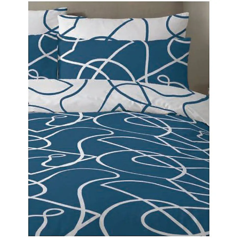 Parure de couette "Pablo" toutes dimensions 100% Coton / 57 Fils/cm² - Pablo Bleu - Parure de couette 240 x 220 cm + 2 Taies d'ore