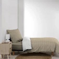 Parure de Lit 100% Coton Cadria Naturel Certifiée OekoTEX 200 x 140 cm