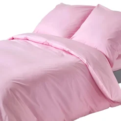 Parure de lit 100% coton égyptien 200 fils rose, 155x220cm - HOMESCAPES