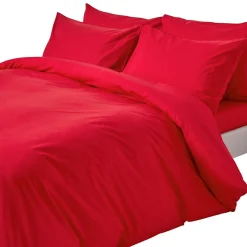 Parure de lit 100% coton égyptien 200 fils rouge, 200x200cm - HOMESCAPES