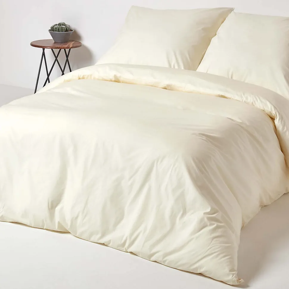 Parure de lit 100% coton égyptien 200 fils ivoire, 240x220cm - HOMESCAPES