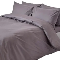Parure de lit 100% coton égyptien 200 fils gris foncé, 200x200cm - HOMESCAPES