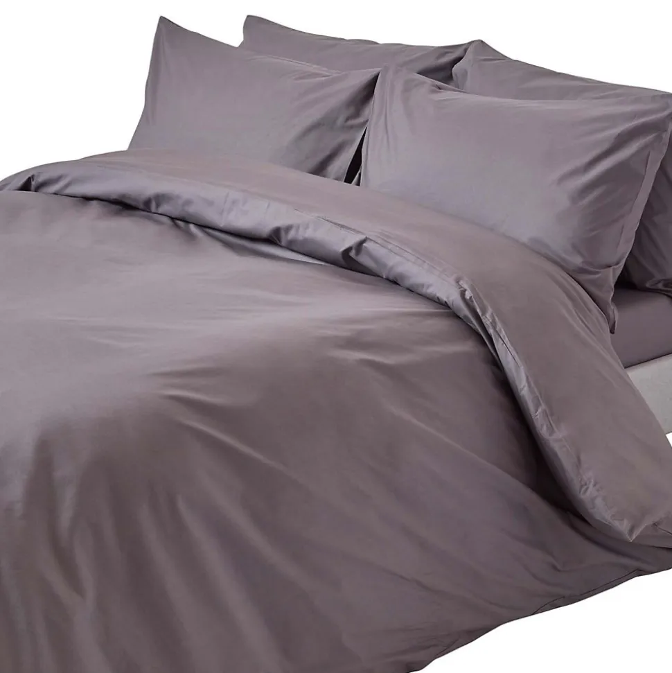 Parure de lit 100% coton égyptien 200 fils gris foncé, 200x200cm - HOMESCAPES
