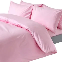 Parure de lit 100% coton égyptien 200 fils rose, 200x200cm - HOMESCAPES