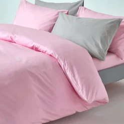 Parure de lit 100% coton égyptien 200 fils rose, 200x200cm - HOMESCAPES