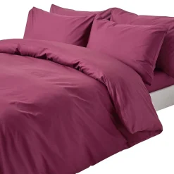 Parure de lit 100% coton égyptien 200 fils bordeaux, 230x220cm - HOMESCAPES