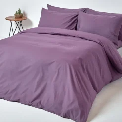 Parure de lit 100% coton égyptien 200 fils violet, 230x220cm - HOMESCAPES