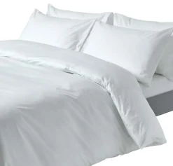 Parure de lit 100% coton égyptien 200 fils blanc, 135x200cm - HOMESCAPES