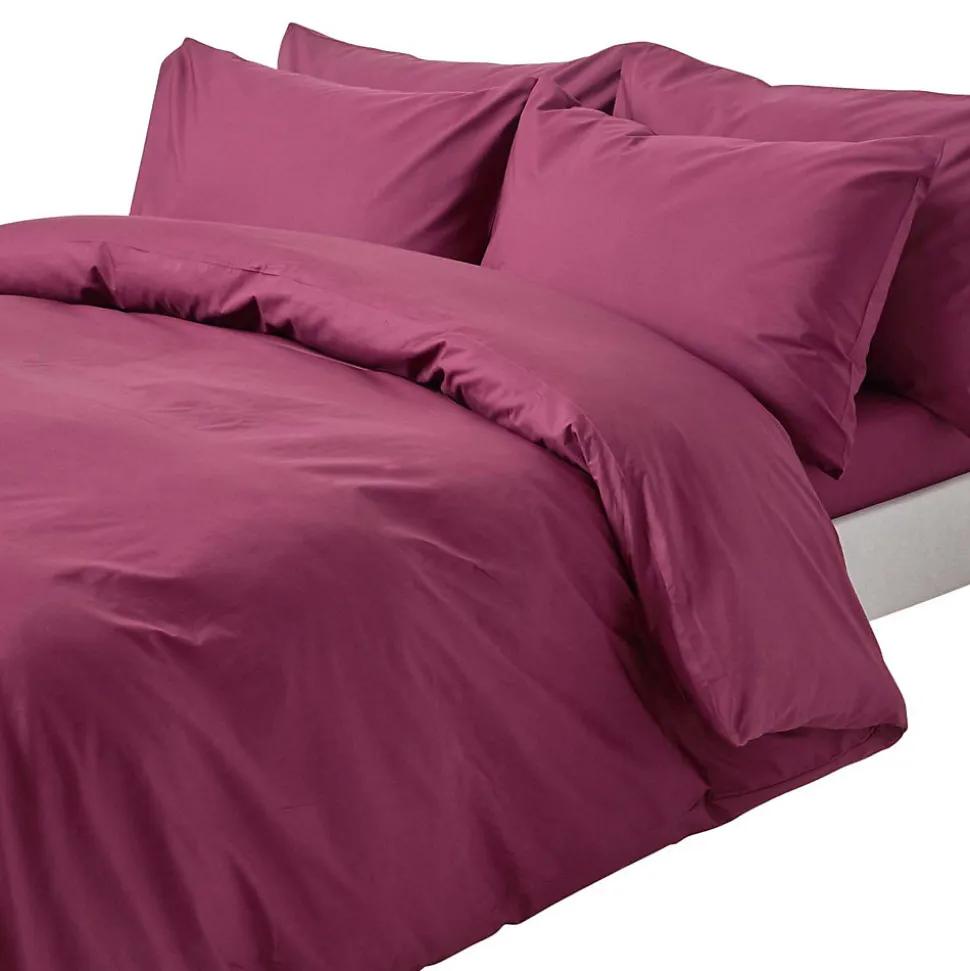 Parure de lit 100% coton égyptien 200 fils bordeaux, 260x220cm - HOMESCAPES