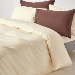 Parure de lit 100% coton égyptien 200 fils ivoire, 230x220cm - HOMESCAPES