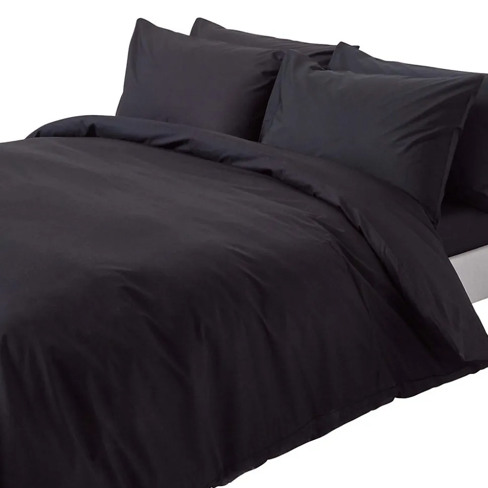 Parure de lit 100% coton égyptien 200 fils noir, 260x220cm - HOMESCAPES