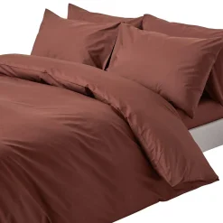 Parure de lit 100% coton égyptien 200 fils marron chocolat, 135x200cm - HOMESCAPES