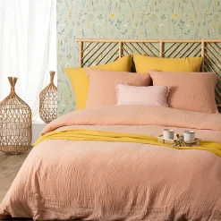 Parure de lit - gaze de coton - rose - 260x240 cm - Atmosphera