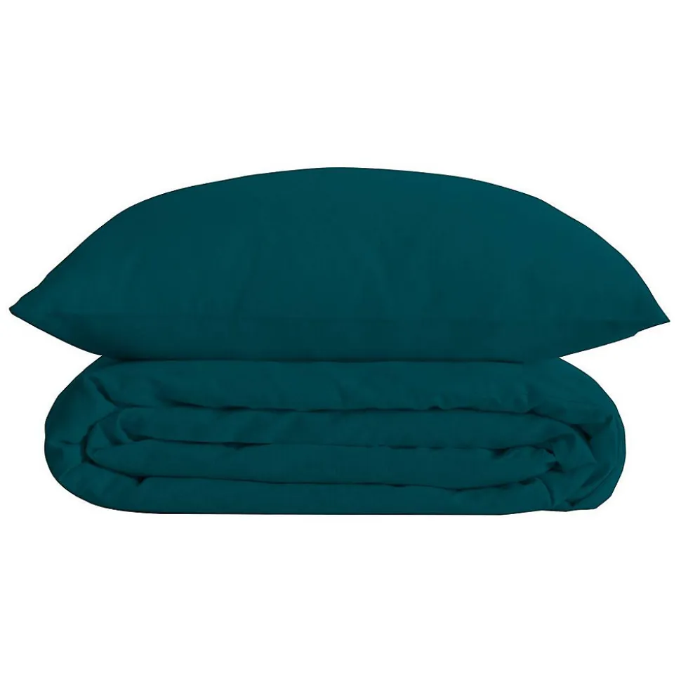 Parure de lit - percale - bleu - 260x240 cm - Atmosphera