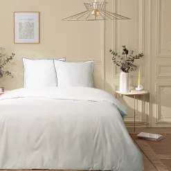 Parure de lit 2 personnes en satin de coton unie 240x220cm