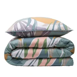 Parure de lit 2 personnes végétal réversible unie 260x240cm