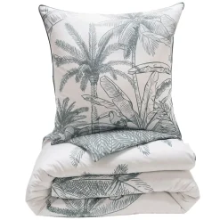 Parure de lit 2 personnes végétal réversible en coton 260x240cm