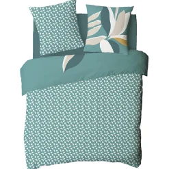 Parure de lit 2 personnes tropical réversible feuilles 240x220cm