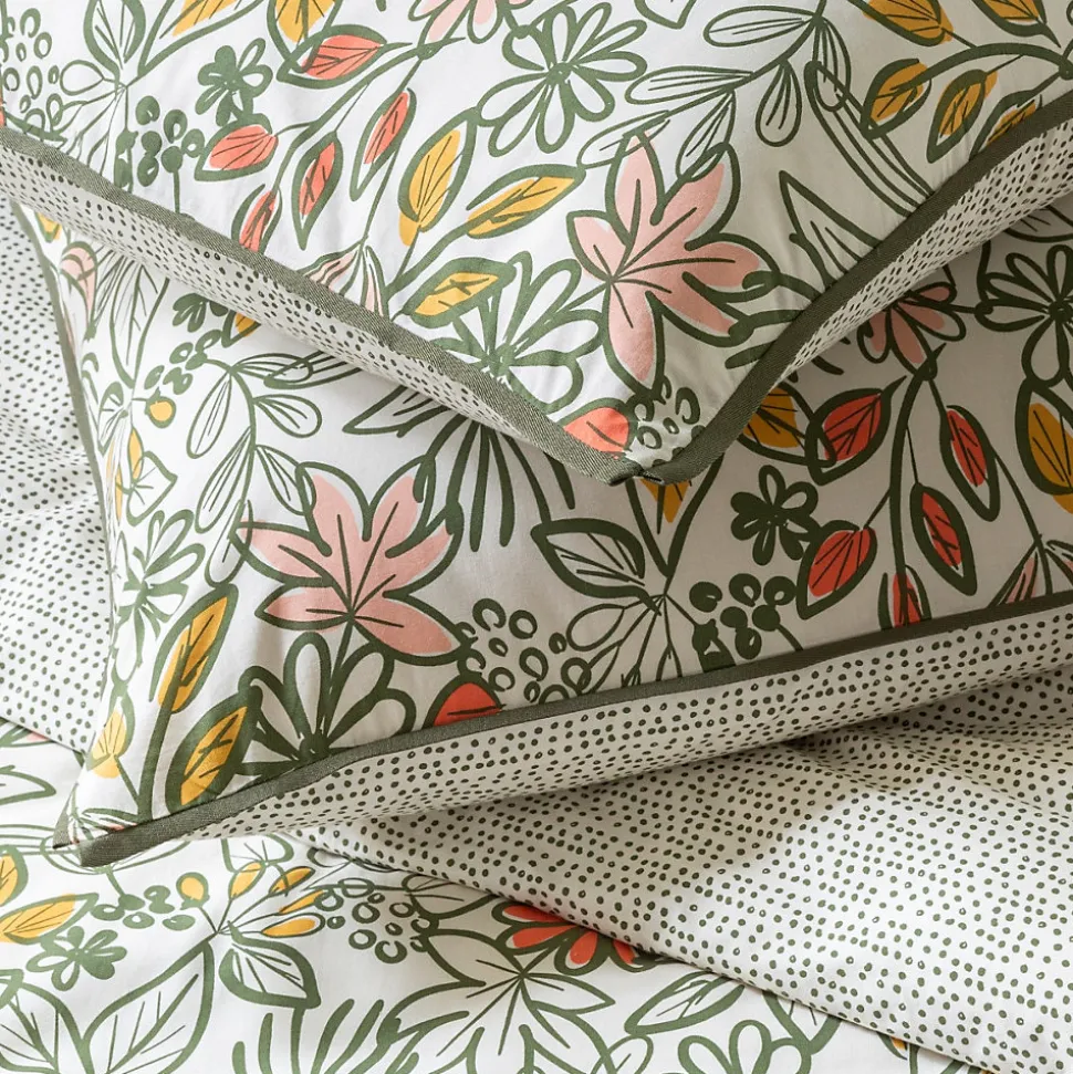 Parure de lit 2 personnes fleurie réversible à pois 260x240cm