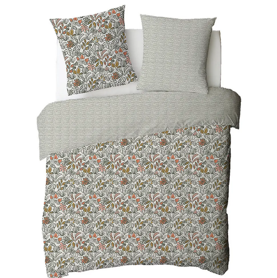 Parure de lit 2 personnes fleurie réversible à pois 260x240cm