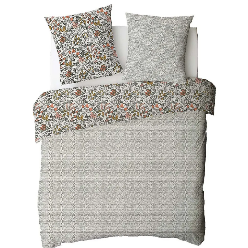 Parure de lit 2 personnes fleurie réversible à pois 260x240cm