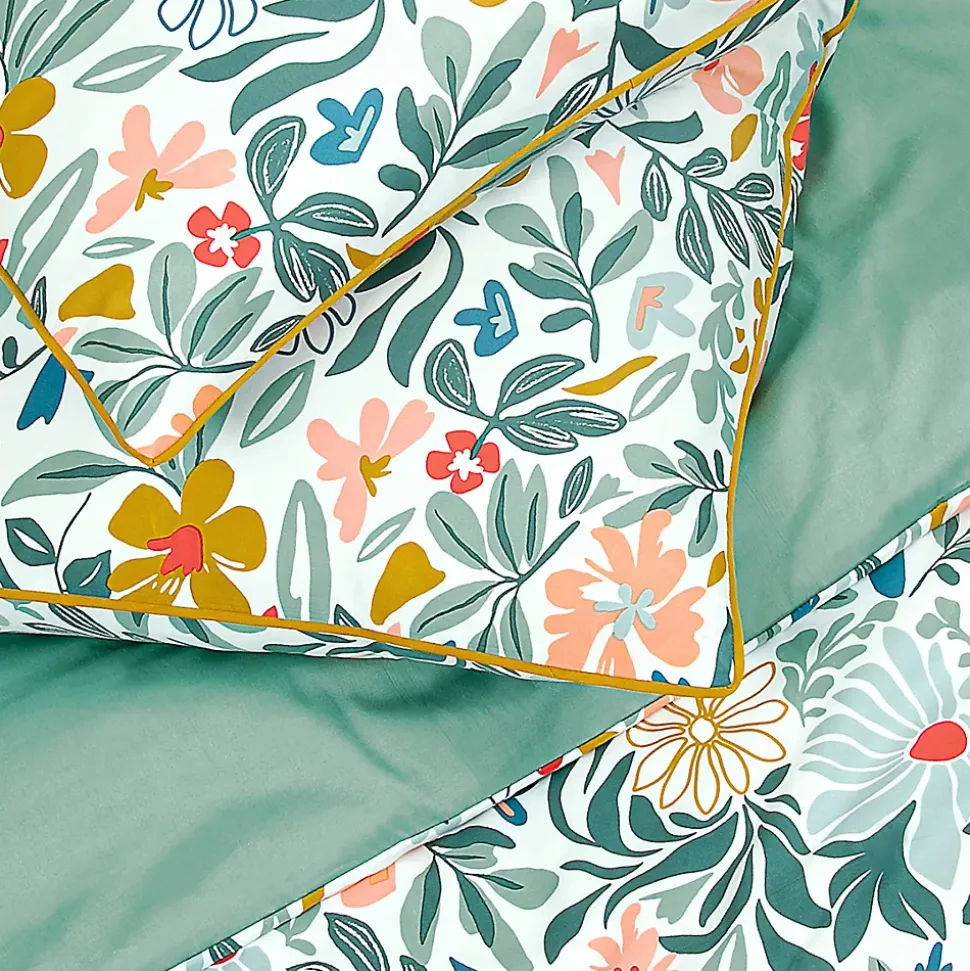 Parure de lit 2 personnes en satin de coton imprimé floral 260x240cm