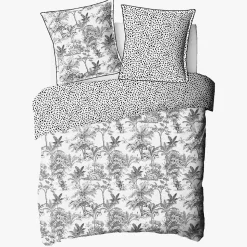 Parure de lit 2 personnes en coton 57 fils imprimé blanc 240x220cm