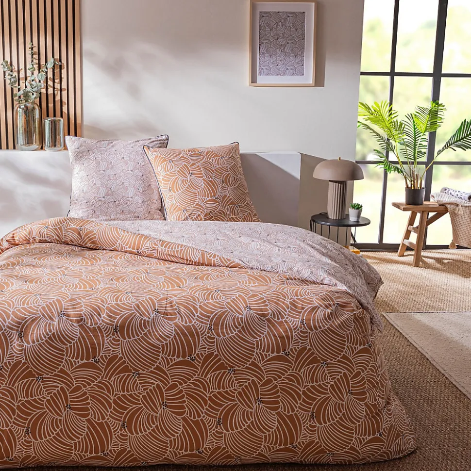 Parure de lit 2 personnes graphique floral en coton 260x240cm
