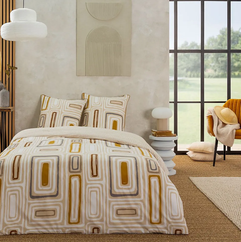 Parure de lit 2 personnes géométrique réversible 240x220cm