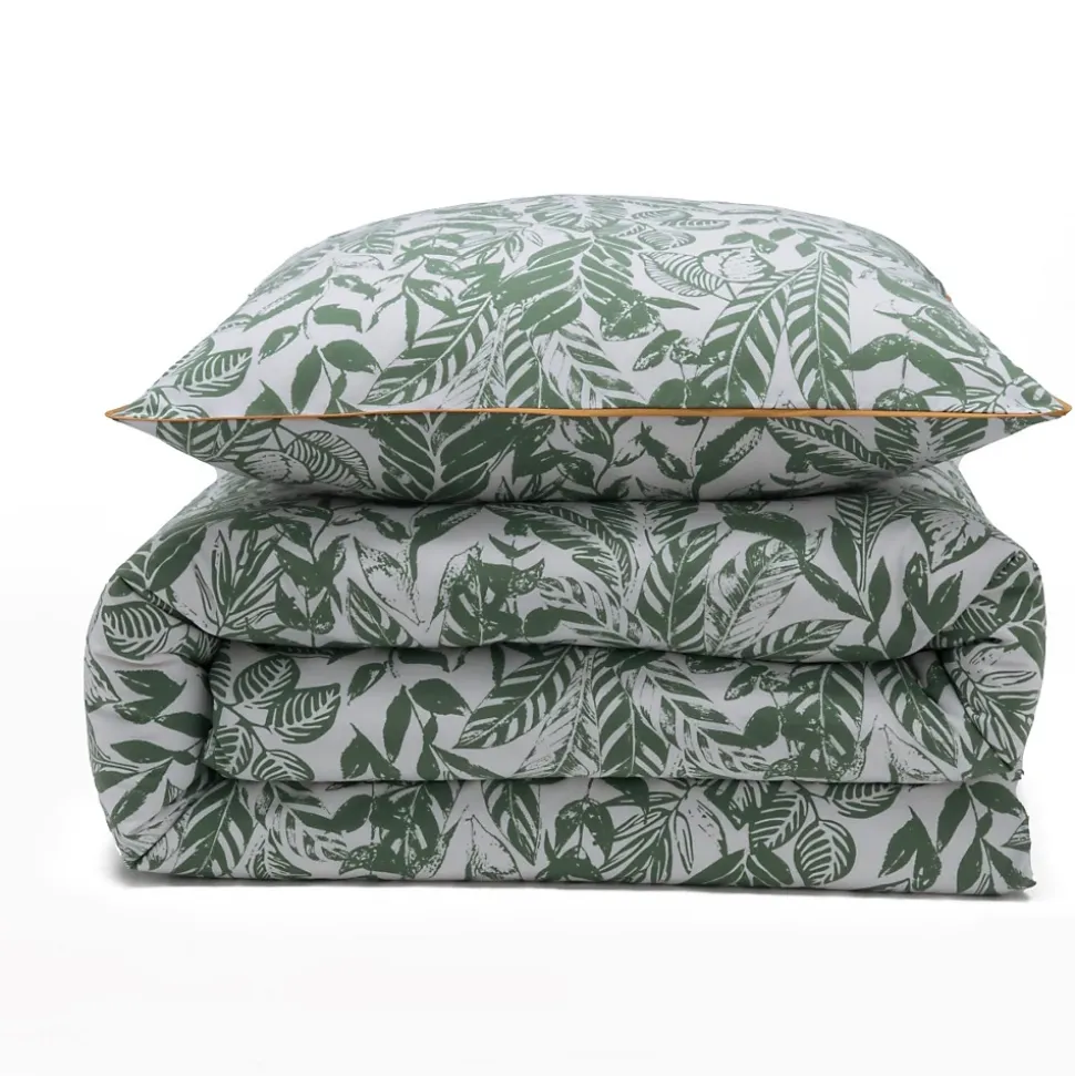 Parure de lit 2 personnes tropical réversible unie 240x220cm