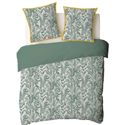 Parure de lit 2 personnes tropical réversible unie 240x220cm