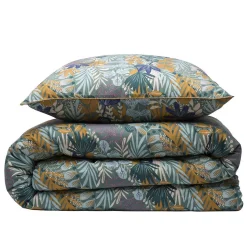 Parure de lit 2 personnes végétal tropical réversible 240x220cm