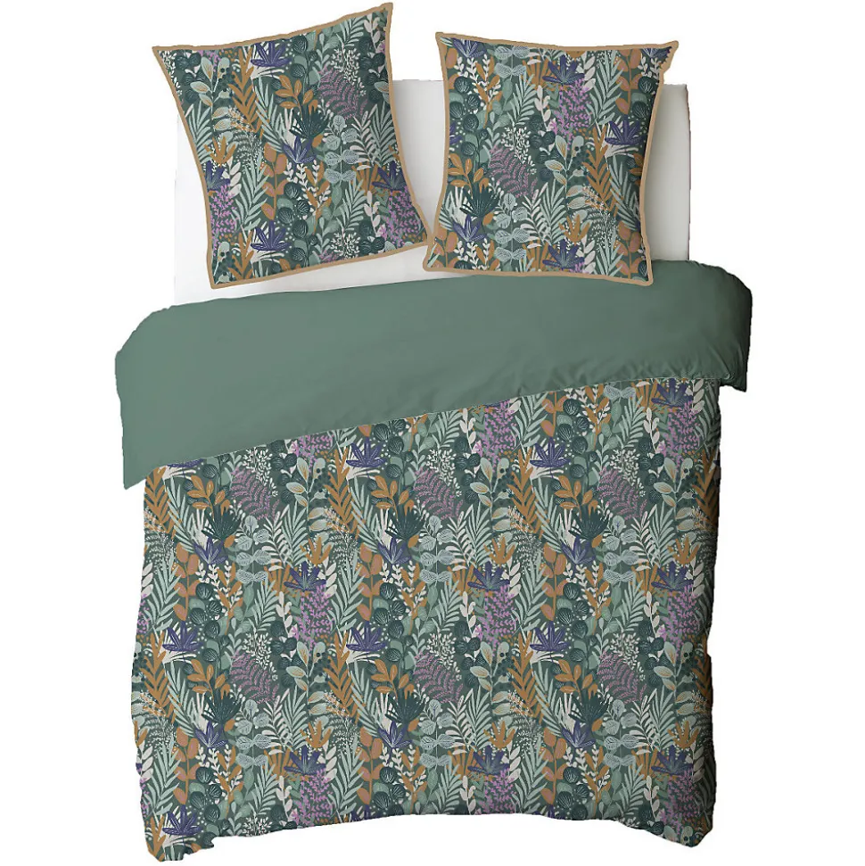Parure de lit 2 personnes végétal tropical réversible 240x220cm