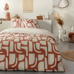 Parure de lit 2 personnes géométrique bicolore 260x240cm